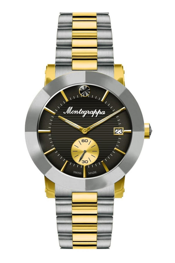 Nerouno Lady Watch, Steel/Yellow Gold PVD Case & Bracelet, Black Dial