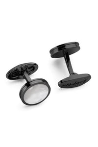 Purezza Cufflinks, IP Ultra Black & Mother-of-Pearl Inlay