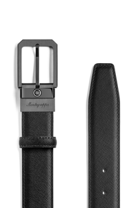 Montegrappa Signet reversible belt, Black/Blue, 35mm buckle, IP ultrablack