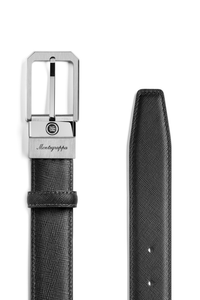 Montegrappa Signet reversible belt, Black/Blue, 30mm buckle, IP Palladium