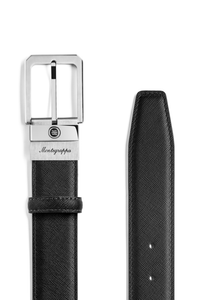 Montegrappa Signet reversible belt, Black/Bordeaux, 35mm buckle, IP Palladium