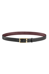 حزام مونتيغرابا سيغنيت ذو وجهين، أسود/بوردو، إبزيم 30 مم، مطلي بالذهب الأصفر بتقنية IP