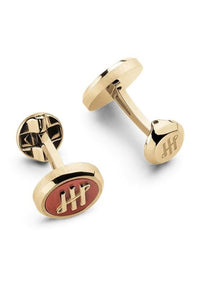 Materica Cufflinks, IP Yellow Gold & Red Jasper Inlay