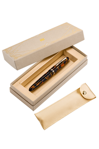 Venetia Havana Amber Gold Pl. Fountain Pen 14k Gold Nib, Medium