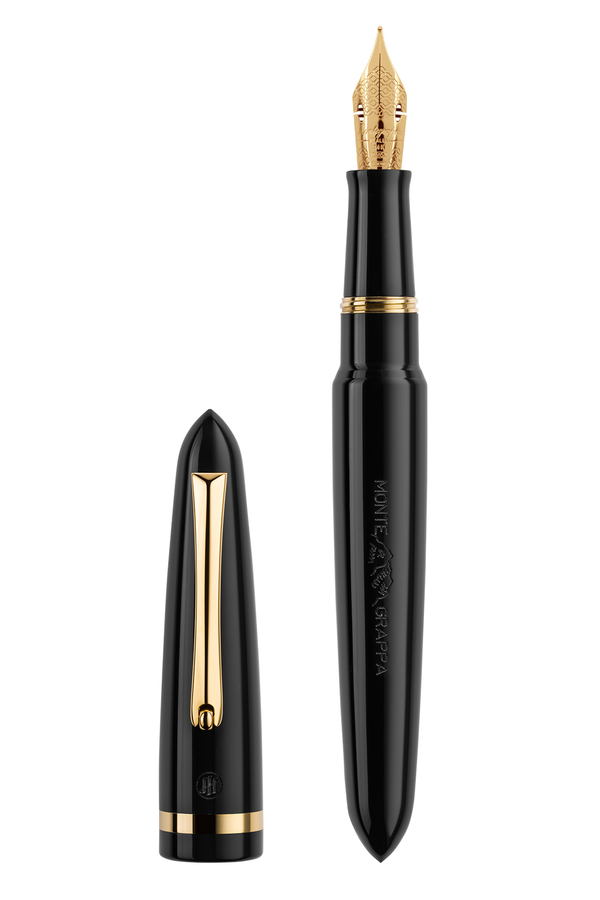 Venetia Black Gold Pl. Fountain Pen 14k Gold Flex Nib