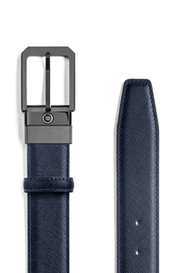 Montegrappa Signet reversible belt, Black/Blue, 35mm buckle, IP ultrablack
