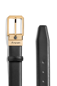Montegrappa Signet reversible belt, Black, 35mm buckle, IP yellow gold