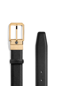Montegrappa Signet reversible belt, Black, 35mm buckle, IP yellow gold