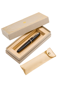 Venetia Black Gold Pl. Fountain Pen 14k Gold Flex Nib, Fine