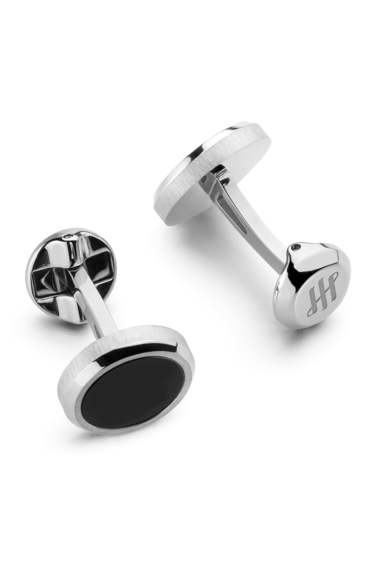 Lithos Cufflinks, IP Palladium & Obsidian Inlay