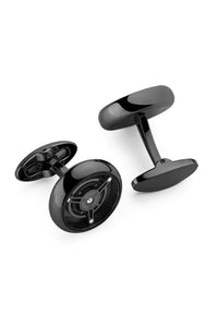 Tourbillon Cufflinks, IP Ultra Black & Preciosa Crystals