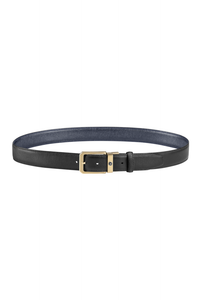 Montegrappa Signet reversible belt, Black/Blue, 35mm buckle, IP Yellow Gold
