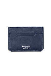 Small Credit Card Holder, 2+2 CC, Blue Saffiano Leather