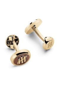 Materica Cufflinks, IP Yellow Gold & Tiger Eye Inlay