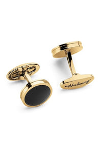 Purezza Cufflinks, IP Yellow Gold & Onyx Inlay