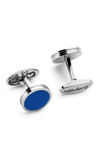Purezza Cufflinks, IP Palladium & Blue Resin Inlay