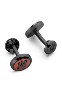 Materica Cufflinks, IP Ultra Black & Red Jasper Inlay
