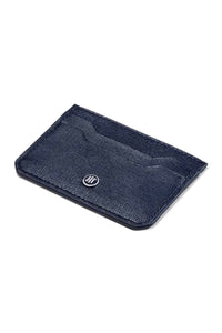Small Credit Card Holder, 2+2 CC, Blue Saffiano Leather
