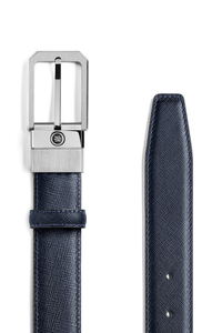 Montegrappa Signet reversible belt, Black/Blue, 30mm buckle, IP Palladium