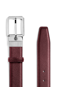 Montegrappa Signet reversible belt, Black/Bordeaux, 35mm buckle, IP Palladium