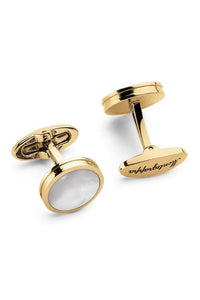 Purezza Cufflinks, IP Yellow Gold & Mother-of-Pearl Inlay