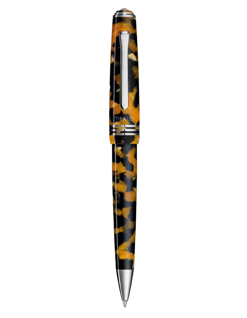 Tibaldi Amber Yellow Resin Ballpoint Pen Palladium Trim N60
