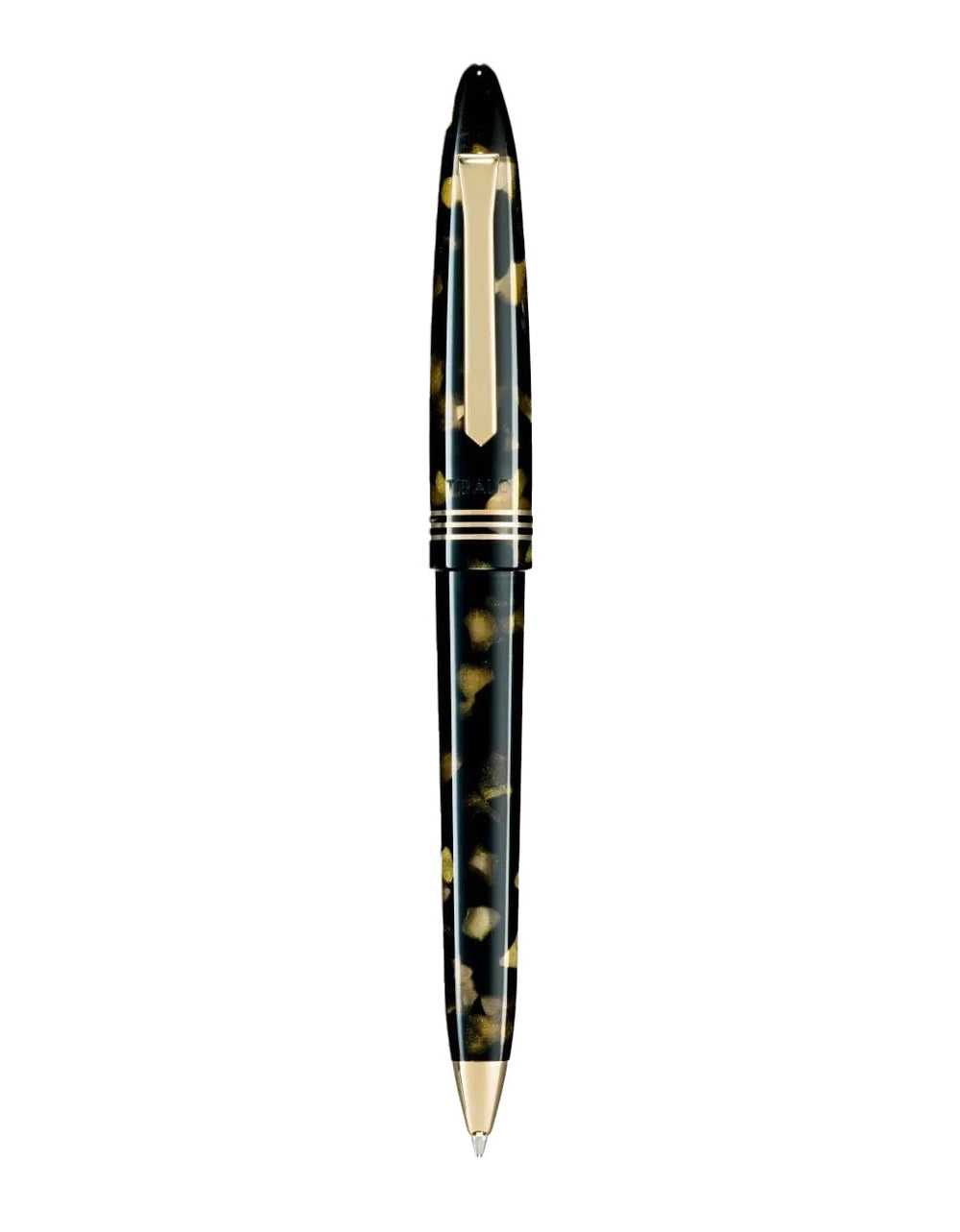 Tibaldi Black Gold Resin Ballpoint Pen 18K Gold Trim Bononia