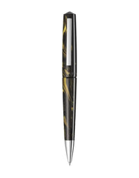 Tibaldi Black Gold Resin Ballpoint Pen Stainless Steel Trim Infrangible