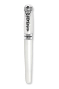 Caduceus Fountain Pen, White & Palladium pl.,