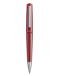 Tibaldi Deep Red Resin Ballpoint Pen Stainless Steel Trim Infrangible
