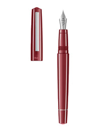 Tibaldi Deep Red Resin Fountain Pen Stainless Steel Trim Infrangible