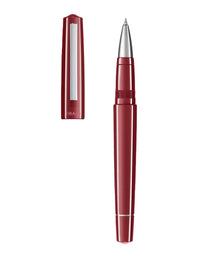 Tibaldi Deep Red Resin Rollerball Pen Stainless Steel Trim Infrangible