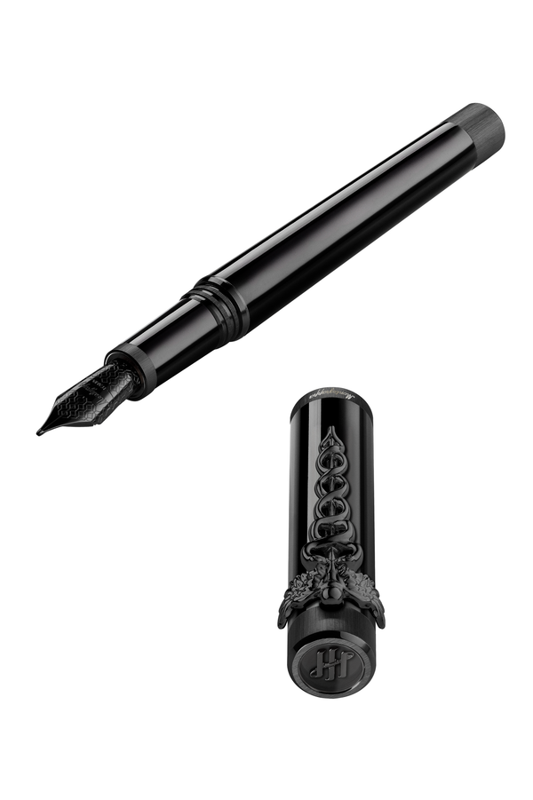 Zero Caduceus Fountain Pen, IP Ultra-Black, Nib Steel