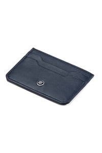 Small Credit Card Holder, 2+2 CC, Blue smooth leather