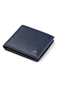 Wallet with Coin Pocket and Card Holder, Blue smooth leather