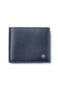 Wallet with Coin Pocket and Card Holder, Blue smooth leather
