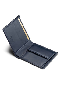 Wallet with Coin Pocket and Card Holder, Blue smooth leather