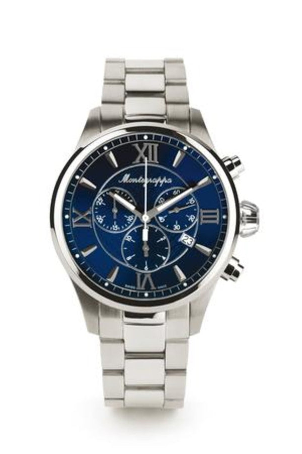 Fortuna Chronograph, Steel, Blue Dial, Steel Bracelet