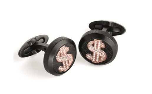 Cash Cufflink Rose Gold Color White Crystal