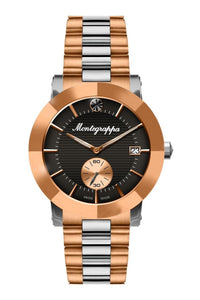 Nerouno Lady Watch, Rose Gold PVD/Steel Case & Bracelet, Black Dial