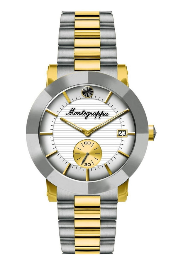 Nerouno Lady Watch, Steel/Yellow Gold PVD Case & Bracelet, White Dial