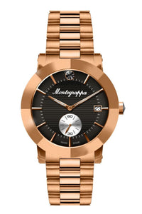 Nerouno Lady Watch, Rose Gold PVD Case & Bracelet, Black Dial