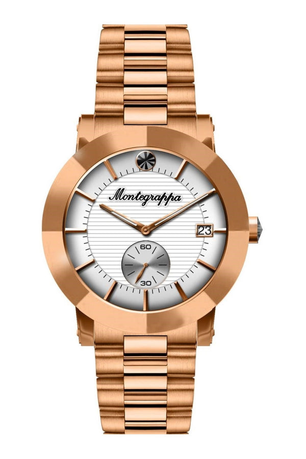 Nerouno Lady Watch, Rose Gold PVD Case & Bracelet, White Dial