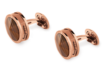 NeroUno Cufflinks, Rose Gold PVD, Tiger Eye Inlay