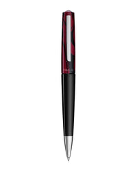 Tibaldi Mauve Red Resin Ballpoint Pen Stainless Steel Trim Infrangible