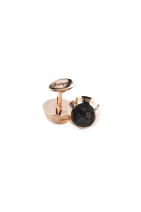 Miya Cufflinks, Rose Gold PVD, Black Inlay