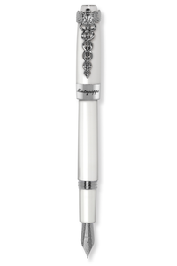 Caduceus Fountain Pen, White & Palladium pl.,