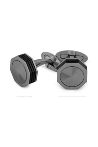 NeroUno Linea Cufflinks, Gun Metal PVD, Metal Inlay