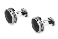 Nero Uno cufflink with rim embellisment and Onyx inlay