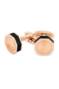 Nerouno Linea Cufflinks - Rose Gold PVD, Metal Inlay